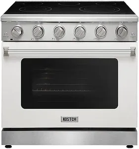 KOSTCH 36 inch Professional Electric Range with 5 Heating Elements Cooktop, 6.0 Cu. Ft. Convection Oven Capacity, Smooth Glass Top, in Stainless Steel, KOS-36RE06H (White)