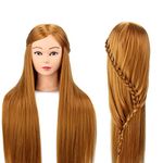 AIMEI 30 Inch Training Head Professional 100% Synthetic Fiber Hair Hairdressing Styling Mannequin Doll Head for Hairdresser Practice Braiding/Cutting/Hair-Styling with Table Clamp