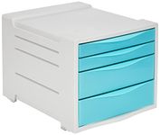 Esselte Drawer Cabinet, 4 Tier Desktop Storage Organiser, Filing Drawers For Papers & Stationery, Home/Office Use, Embossed Pattern, Colour'Breeze Range, Blue, 626284