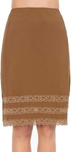 MANCYFIT Half Slips for Women Underskirt Dress Extender Lace Trim Knee Length Midi Skirt 19-26" Length (Bronze, XX-Large)