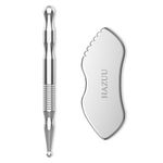 HAZUU Stainless Steel Gua Sha Tool & Acupuncture Pen- Deep Tissue Massage & Pain Relief Therapy with Trigger Point Massage - Full Body Self-Massage Acupressure Bar for Relaxation (JG-3)