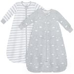 Mama Cheetah Long Sleeve Baby Sleep Sack, 0.5 TOG Organic Cotton Wearable Blanket with Sleeve and Two-Way Zipper, Swaddle Transition Sleeping Bag for Newborn Infant Toddler, 6-12 Months