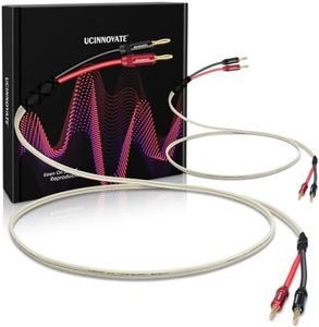 UCINNOVATE White Speaker Wire with Banana Plugs, 2 Pack 1.5m / 4.9FT OFC HiFi Speaker Cable with Banana Plugs, 14 AWG Audio Cables with Gold-Plated Banana Plugs for Speakers Terminal Home Theater