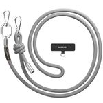 MAGEASY Crossbody Cell Phone Lanyard - Universal Phone Strap, 8.3mm Thick, Adjustable Strap for iPhone, Samsung & More, Gray, 33" to 59"