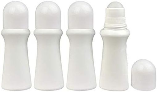 4 Pieces 2.53oz /75ml Empty Refillable Roll On Bottles Plastic Roller Bottle Plastic Rollerball Bottles Reusable Leak-Proof DIY Deodorant Containers for Essential Oil Perfumes Balms Thin-Waist Style