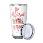 NVJUI JUFOPL Blessed Grandma 20 oz Tumbler with Lid, Travel Coffee Cup, Double Wall Vacuum Insulated Mug Gifts for Gigi Mom Mother