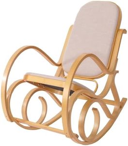 Mendler Rocking-Chair, Fauteuil à Bascule M41 - Imitation chêne, Tissu Beige