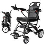 Ultra-Light Electric Wheelchair for Adults, Aluminum Frame, All Terrain Automatic Folding Electric Wheelchair for Seniors, Detachable Soft Pads, Power Wheelchair for Travel and Daily Use