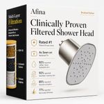 Afina Filtered Shower Head | High Pressure Shower - Reduces Dry Itchy Skin, Dandruff, Eczema, & Dramatically Improves Condition of your Skin, Hair & Nails (Nickel)