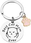 Cat Mom Keychain Funny Mom Gift Keychain for Women Cat Tag Pendent Mother Car Keychain New Puppy Cat Keychain from Daughter Son Husband for Birthday Mother’s Day Valentine's