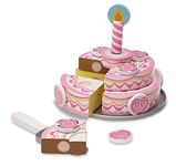 Melissa & Doug Wooden Triple-Layer Party Cake, Pretend Play, Play Food, 3+, Gift for Boy or Girl