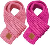 Zhanmai 2 Pcs Warm Kids Winter Knit Scarves Child Warm Scarf Neck Warmer for Toddlers Boys Girls (Pink, Rose)