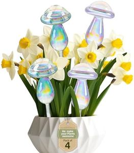AiiYiiHii 4 Pack Plant Watering Globes, Mushroom Shape Colorful Clear Glass Water Bulbs, Decorative Automatic Water Globes for Indoor Plants, Plant Waterer Self Watering Spikes for Outdoor Plants