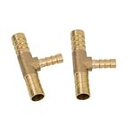 Pysrych Brass Hose Barb Fitting Reducing Tee 1/2" Barbed x 1/4" Barbed x 1/2" Barbed Reducer T-fitting 2pcs