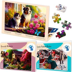 63 Pieces Dementia Puzzles for Elderly - Large Piece Activities Products for Seniors by Quokka - 3 Alzheimers Jigsaw Puzzle Games for Adults Riverside, Platform, Animals - Gifts for Men and Women