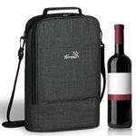 Insulated 2 Bottle Wine Cooler Bag - Wine Cooler Tote Carrier for Picnic, Beach, Wine Lover Gift, Charcoal