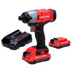 CRAFTSMAN V20 Impact Driver Kit, Cordless, 2-Batteries, 1/4-Inch (CMCF800C2)