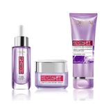 L’Oréal Paris Revitalift Serum, Hydrating and Plumping, With 1.5% Hyaluronic Acid, 15ml & Hyaluronic Acid Line Filling Water Cream 15ml & Revitalift Gel Cleanser 100 ml 3 Step Combo