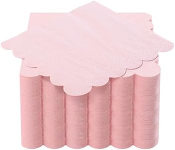 NatNarr 120 Pcs Cocktail Napkins Pink Scalloped Napkins 5 Inch