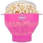 The Original Popco Silicone Microwave Popcorn Popper with Handles, Silicone Popcorn Maker, Collapsible Bowl Bpa Free and Dishwasher Safe - 15 Colors Available (Transparent Pink)