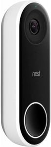 Google Nest Hello Video Two Way Communication Ring Doorbell, White/Black