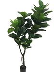 AMERIQUE Gorgeous & Dense 6' Fiddle Leaf Fig Tree Artificial Silk Plant with UV Protection, with Nursery Plastic Pot, Feel Real Technology, Super Quality