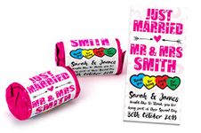 Personalised Pink Mini Love Hearts Sweets Wedding Favours Just Married for Guests Gift Thank You Table Favours. Suitable for Vegetarians (60)