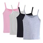 Hbhpov 2-8 Years Little Girls Solid Colors Soft Camisole Undershirts 4 Pack Kids Comfort Breathable Tank Tops (8-10 Years, Colors-2)