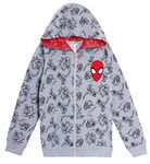 Boys Spiderman Hoodie Spidey Hooded Jacket 5-6 Years Grey