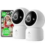 2PCS 2K Smart Home Camera with Phone App, 5G/2.4G WiFi 360°View Indoor Cam, One-Touch Calls, 2-Way Audio, Pan/Tilt, Motion & Sound Detection, Color Night Vision, for Elderly/Baby Care,Pet Monitor