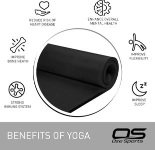 Extra Thick Yoga Mat – Black, Non-Slip Fitness Exercise Mat