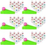 Bowling Party Favors for Kids Mini Bowling Game with Miniature Bowling Pins Ramp Bowling Ball Bowling Mini Games Tabletop Bowling Sets Goodie Bag Fillers For School Party (Ball and Ramp Style, 25 Set)