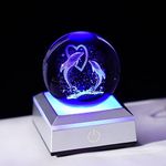 H&D Hyaline&Dora 3D Love Double Dolphins Crystal Ball Ornaments with LED Colourful Light Base,Gifts for Kids Wife Mom Dolphin Lovers, Birthday Presents Lamp Anniversary Home Decor Night Light