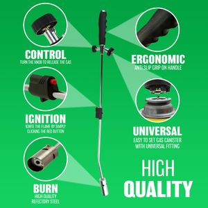 Weed Burner with 8 Butane Canisters – Portable Garden Torch Set
