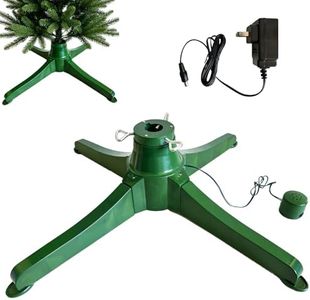 ETONART Rotating Christmas Tree Stand with Music Box,Xmas Tree Holder Up to 8FT 70lb Artificial Tree,Automatic Two Way Electric Rotated No Tail Plug Included (26)