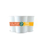 ECO SOUL [250 Ml, 100 Count Biodegradable Paper Cups|Eco-Friendly Compostable Sustainable Disposable Drinking Cups|Cocktail Cold Drink Juice Paper Cups,White