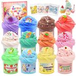 12Pack Butter Slime Kit with Scented DIY Slime for Girls and Boys, Super Soft, Non-Sticky Stress Relief Toy, Party Favors and Birthday Xmas Gift