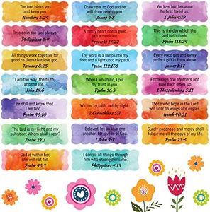 200 Pieces Scripture Inspirational Stickers Colorful Bible Verse Stickers Christian Planner Religious Stickers Motivational Journal Stickers Scalloped Edge Faith Decals for Bottle Laptop Present Tags