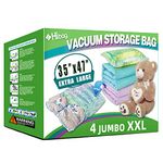 XXL Jumbo Size 47''X35'' Vacuum Storage Space Saver Bags Extra Large for Blanket, Bedding, Comforters (4 Pack)