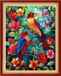 Dimensean Stamped Cross Stitch Kits Full Range of Embroidery Patterns Starter Kits for Beginners Adult or Kids DIY Cross Stitches Needlepoint Kits 11CT- Flower Birds 16x20 inch