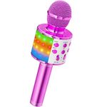 Ankuka Karaoke Wireless Microphone, 4 in 1 Handheld Bluetooth Microphones Speaker Karaoke Machine with Dancing LED Lights, Home KTV Player Compatible with Android & iOS Devices, Purple