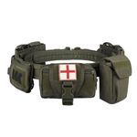 YAKEDA Tactical Battle Belt- Duty Belts Law Enforcement Airsoft Utility Belt Tactical Belt with Accessories Pouches 7-IN 1 (One Size Green)