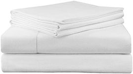 Pointehaven 200 GSM Flannel Sheet Set, Twin, Solid, White