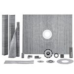 VEVOR Shower Curb Kit, 60"x48" Shower Pan Kit with 2" ABS Central Flange, Waterproof Membrane, Stainless Steel Grate and Joint Sealant, Shower Pan Slope Sticks Fit for Bathroom