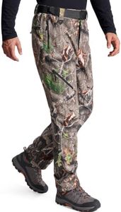 FREE SOLDIER Men's Fleece Lined Outdoor Cargo Hiking Pants Water Repellent Softshell Snow Ski Pants with Zipper Pockets (Hunting Camo 38W x 30L)