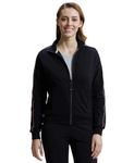 Jockey A111 Women's Super Combed Cotton French Terry Drop Shoulder Styled Jacket with Ribbed Cuff and Hem_Black_L