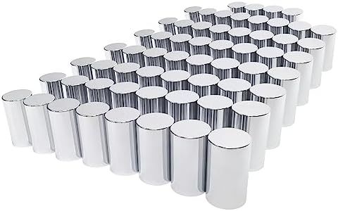 Grandroad auto 60 Pack Lug Nut Covers, 33mm by 3-1/2" Thread On Flat Top Cylinder Nut Cover Caps ABS Chrome Plastic Anti-Rust Screw-on Lug Nut Covers for Semi Trucks Trailers