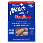 Macks Safesound Ultra - Soft foam earplugs - 10 Pairs - Free Travel Case (10 Pairs)