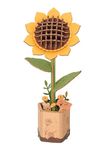 Rolife 3D Wooden Puzzle Flowers Bouquet Wooden Bloom Craft Model Kits for Adults Eternal Flowers Romantic Gift for Her Women Mom Christmas/Birthday/Valentine's Day/Mother's Day (Sunflower)