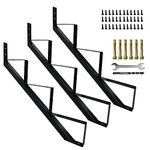 3 Packs Metal Stair Step Stringers, 3 Step Steel Riser Stringer for 27.1inch Height Deck(Matt Black)